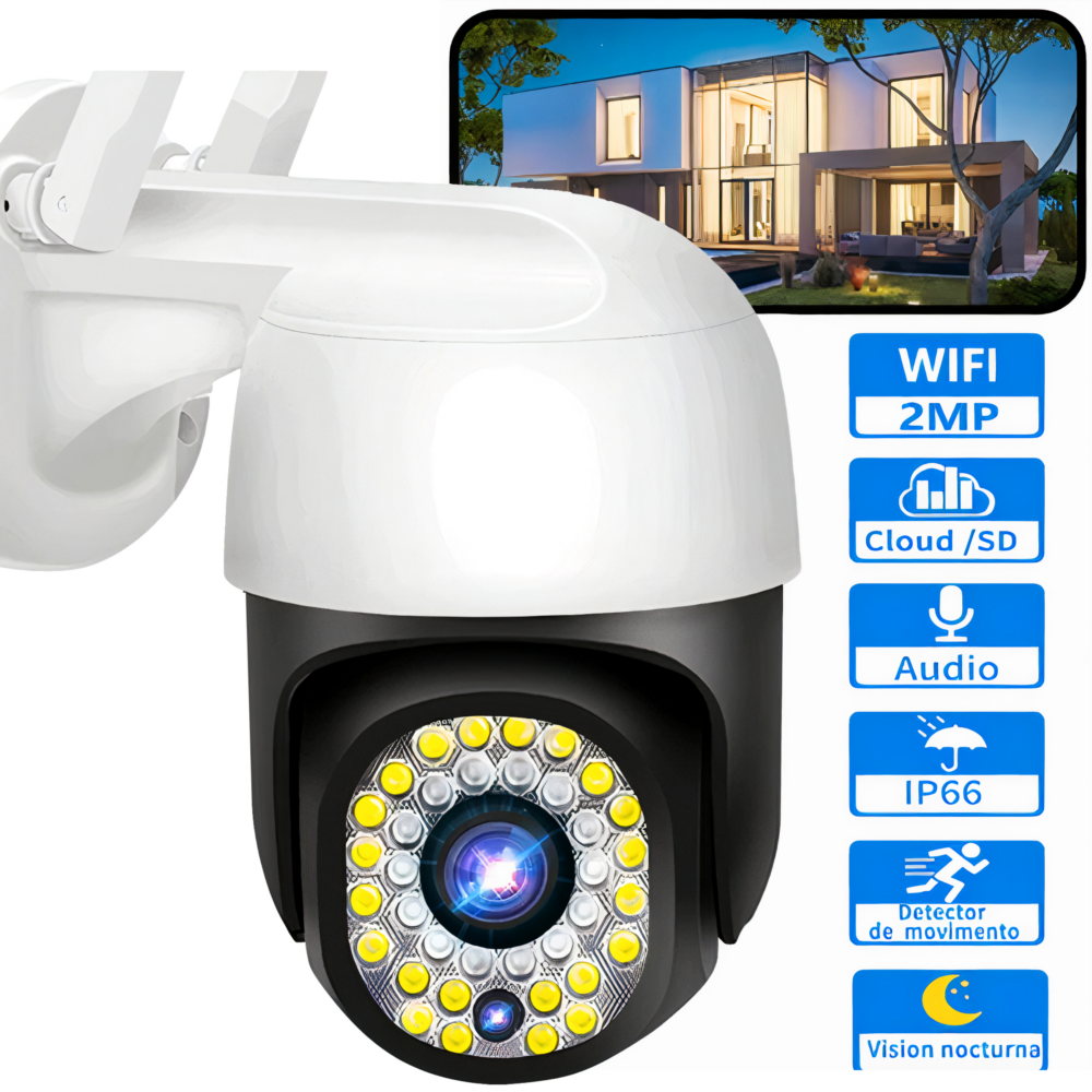 Cámara Ip Wifi 2mp 1080p Exterior 360°