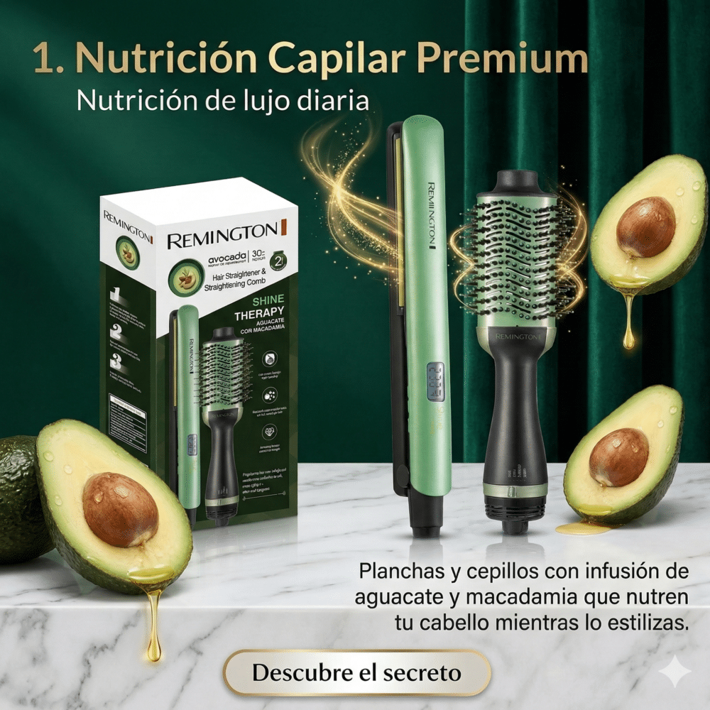 Combo Plancha + Cepillo Secador Aguacate