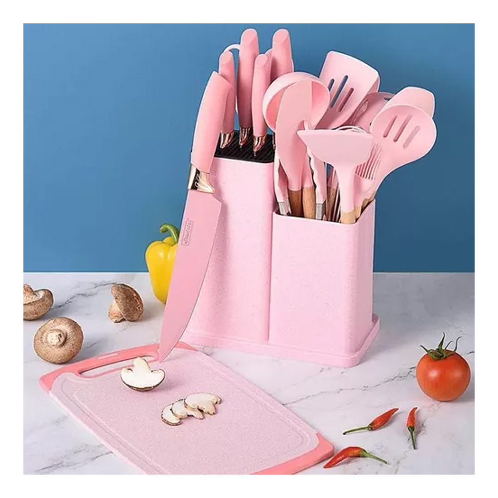 Utensilios Cocina 19Pz Esenciales Rosado
